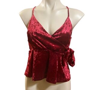 Solemio Red Crushed Velvet Camisole Top M